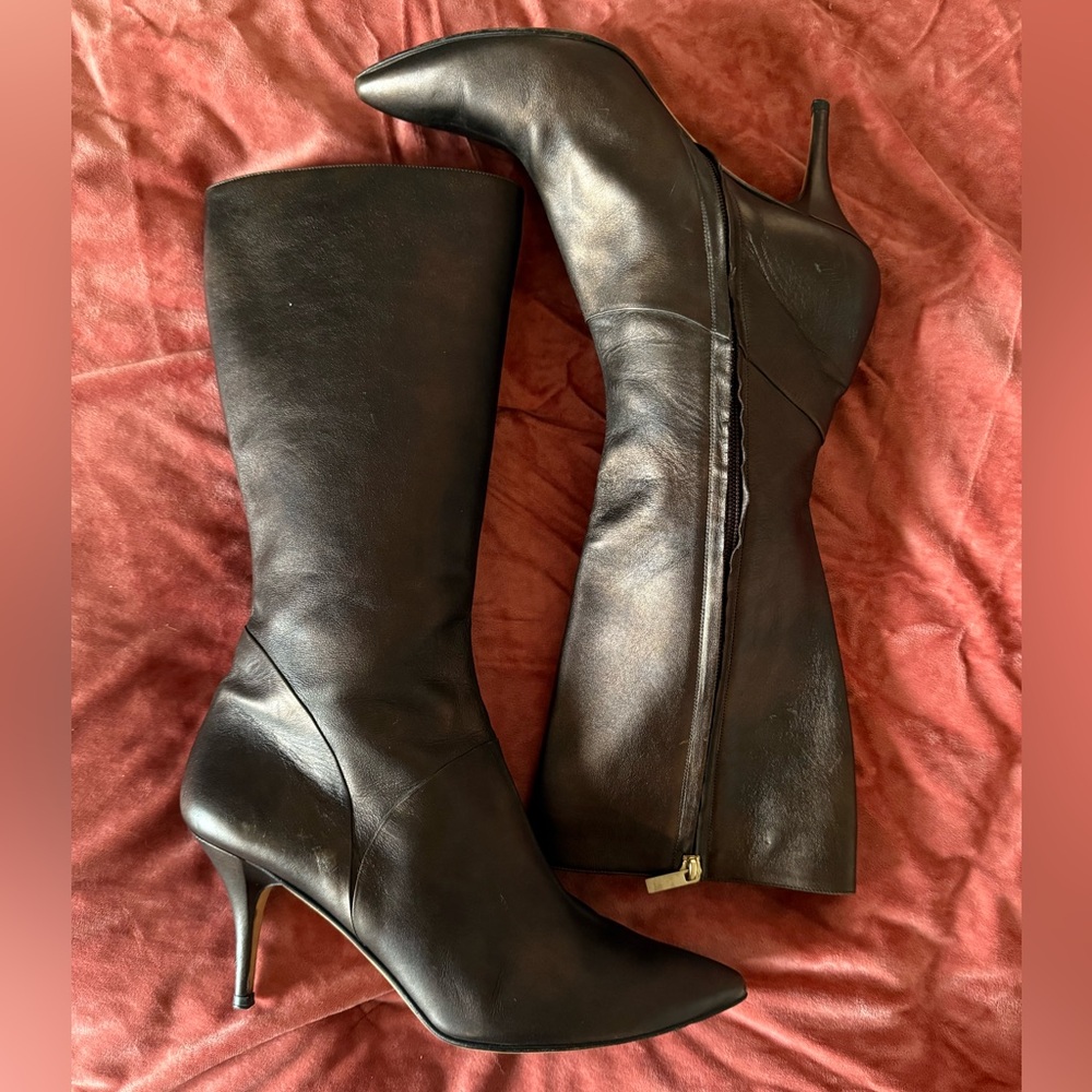 Jimmy Choo Women's Tall Heeled Bronze Stiletto Boot Size 40